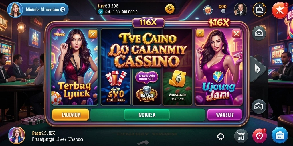 Screenshot gameplay Live Casino 116X yang mendebarkan dan interaktif.
