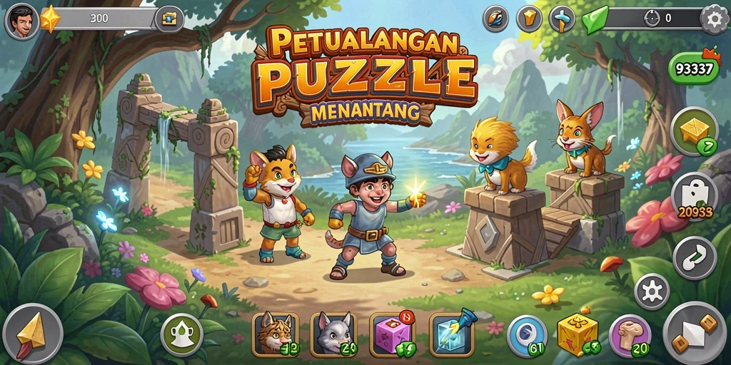 Screenshot gameplay 93337 menampilkan tantangan Puzzle yang mendebarkan.