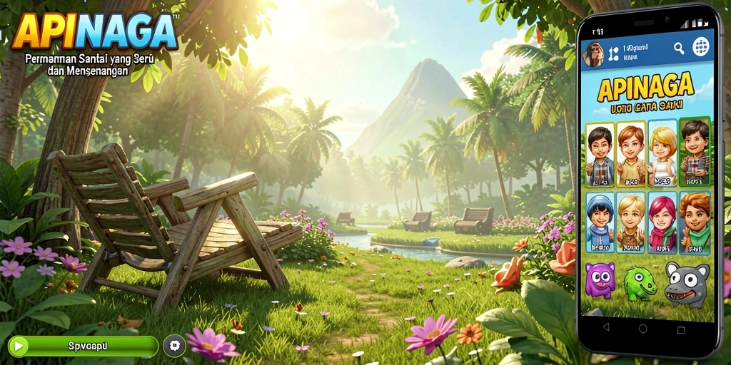 Tangkapan layar gameplay APINAGA yang menyenangkan dan penuh warna.
