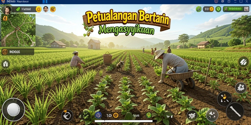 Gameplay IND666 yang seru dengan lahan pertanian yang indah.