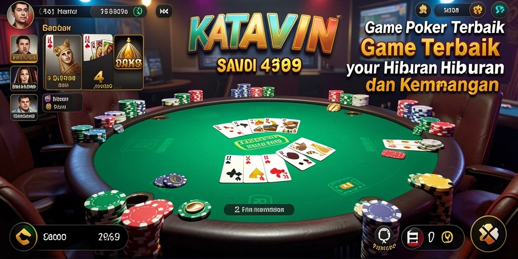 Tampilan screenshot KATAWIN menunjukkan permainan Poker yang menegangkan dan seru.