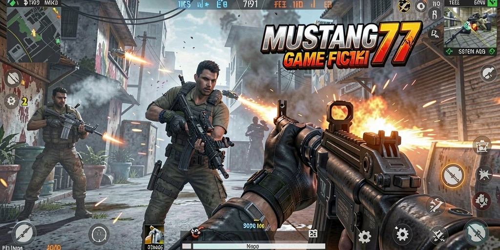 Tampilan gameplay menegangkan dari MUSTANG77 di medan perang.