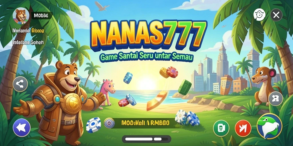 Tampilan gameplay NANAS777 yang cerah dan menghibur.