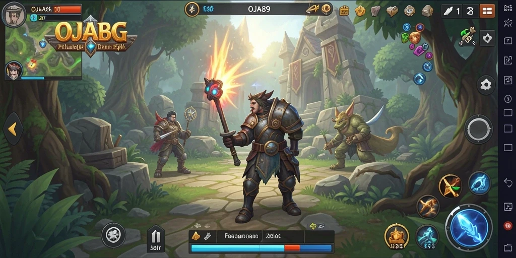Tangkapan layar gameplay OJA89 menampilkan aksi petualangan seru dan pertarungan mendebarkan.