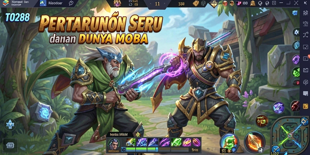 Tangkapan layar TO288 menampilkan adegan pertempuran intens di arena MOBA.