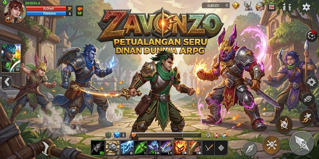 Tampilan gameplay seru ZAVONZO dalam dunia ARPG.